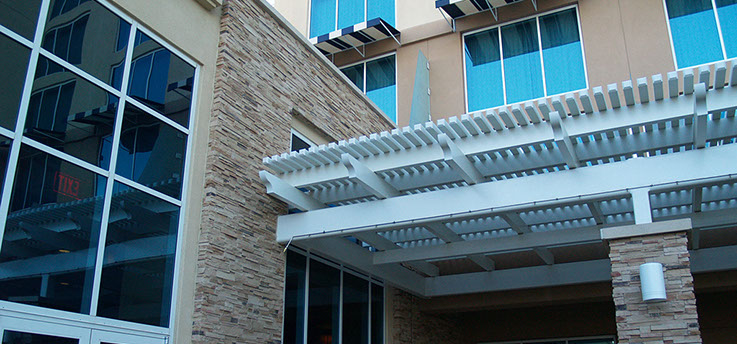 Ultra-Modern Agua Caliente Hotel Lattice installed by Atlas Awning